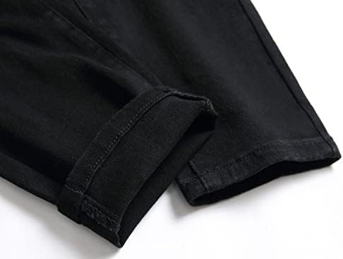 Jeans de jeans magro de junbaoss masculinos rasgados para homens, calças de cintura flexíveis de moda de fashion reta de pernas