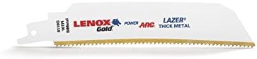 Lenox Tools 21064610Gr Blade de serra de arco de ouro arco de ouro, para metal grosso, madeira, corte de plástico, 6 polegadas, 10 tpi, 5-pacote