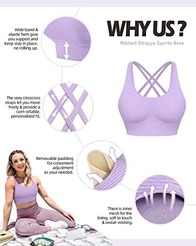 Ama Larsi Strappy Sports Bra para mulheres de alto impacto Sexy Crisscross Back Wirefree Free Sutwed Yoga Bra