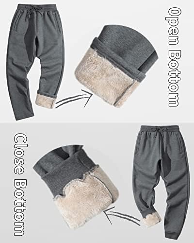 Shiyifa Men's Winter Warm Fleece Sherpa Alinhado Sweetpants Active Thermal Track Calças com bolsos