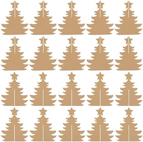 Happyyami Stocking Stuffer Treats 10pcs papel Diy Árvore de Natal 3d Puzzim de madeira inacabado Mini Kit de Projeto