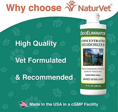 Naturvet Odoeliminator Concentrado desodorizador de animais de estimação - super concentrado desodorizando o limpador de animais - ajuda a eliminar odores de cães, gatos - perfume limpo e fresco –16 oz.