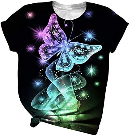 Camisetas gráficas para mulheres femininas fofas tampas de manga curta de borboleta