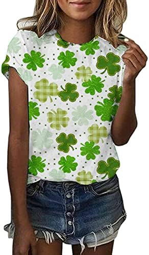 St Patricks Dia Mulheres Mangas curtas Tops de verão Trendy Shamrock Graphic Tee Camisetas casuais Bloups Loose