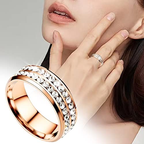 2023 Novo aço de titânio aço duplo anel de diamante coreano moda moda aço inoxidável diamante casal anel calmo anel mulheres