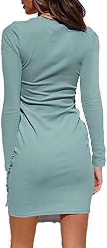 Jjhaevdy Vestido elegante para mulheres Cor de cor de manga comprida de cor de manga comprida