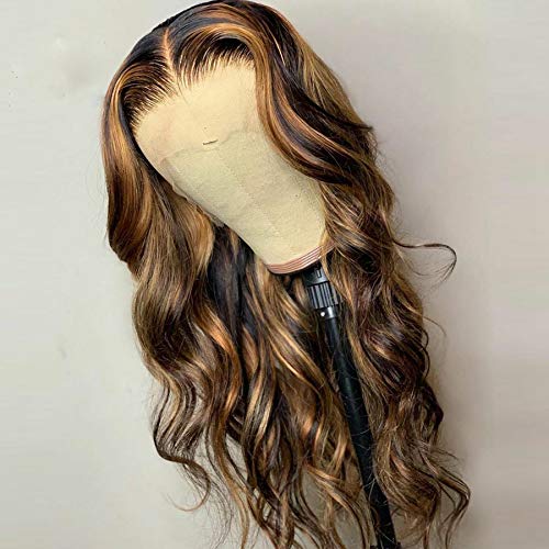Xszm Destaque de renda perucas frontais cabelos humanos pré-arranhado ombre mel loira wig de onda corporal com cabelos
