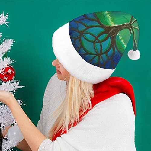 The Tree of Life Plexush Christmas Hat de Hats de Papai Noel com uma borda de pelúcia e Decoração de Natal de Liner Comfort