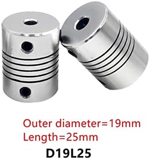 Acoplamento do eixo Basni D19L25 5mm 6mm 6,35mm 8mm 10mm de alumínio flexível Couplador de mandíbula para motor de passo de peças de impressora 3D 1pcs