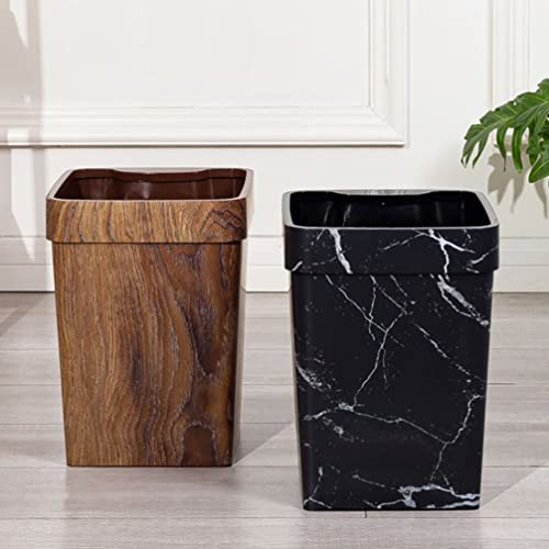 Zerodeko decoração vintage lixo de mármore preto pode lixo de lixo quadrado de plástico lixo lixo lixo lixo lixo lixo pode balde com tampa para banheiro cozinha lavanderia decoração de escritório
