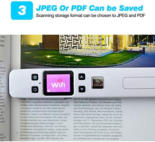 JMT Mini Document Images Scanner 1050dpi Scan A4 Tamanho JPG/PDF formato de alta velocidade Visor LCD Visor WIFI sem fio Scanner