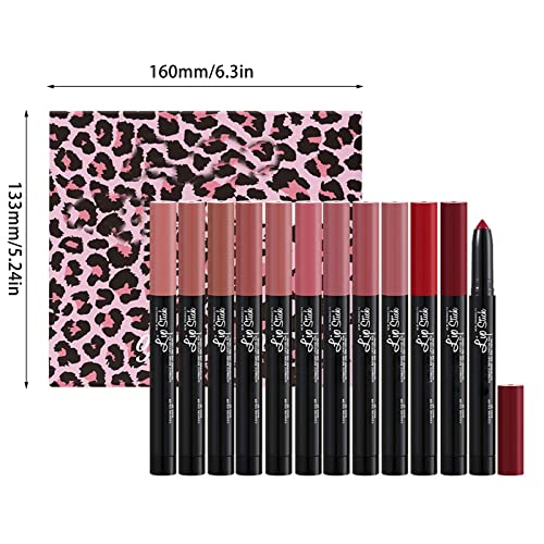 Lipstick de tijolos Xiahium 12 Caixa de batom de batom de 12 colorido Pen fêmea de batom feminino com lapidador de lápis