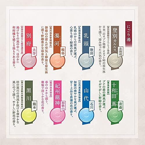 Bathclin Nihon no Meito japonês Saltos de banheiros de primavera quente 8 aromas x 14 pacotes - Nogoriyu - Conjunto de papel blotting