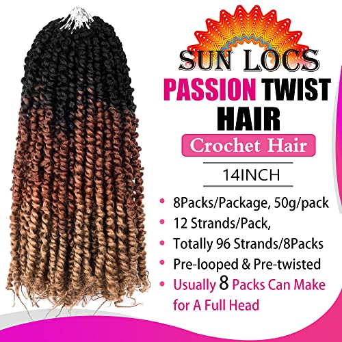 Cabelo de torção paixão 14 polegadas 8 pacotes de paixão pré-torção cabelos de crochê para mulheres negras pré-loopados tranças