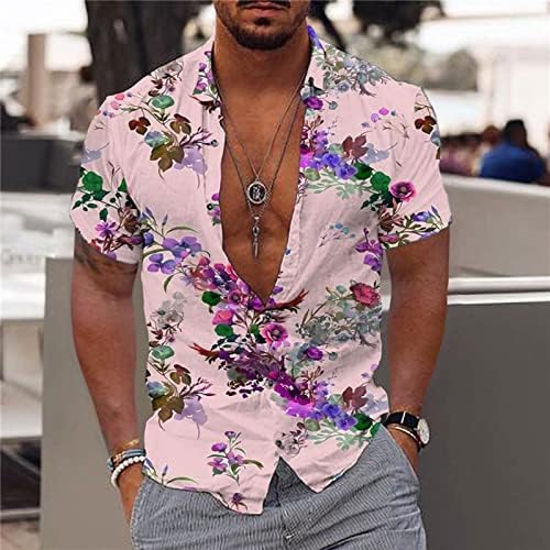 Camisa floral havaiana masculina 2023 Button de manga curta Down Down Fashion Fashion Loose Summer Vacation Beach camisa de camisa