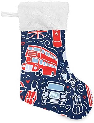 Símbolos de Pimilagu da Londres Grã -Bretanha meias de Natal 1 pacote 17,7 , meias penduradas para decoração de Natal