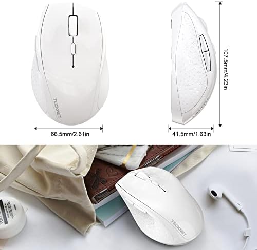 Mouse sem fio Tecknet, mouse de computador USB 2.4g com 3200 dpi ajustável de 6 níveis, bateria de 30 meses, garras ergonômicas,