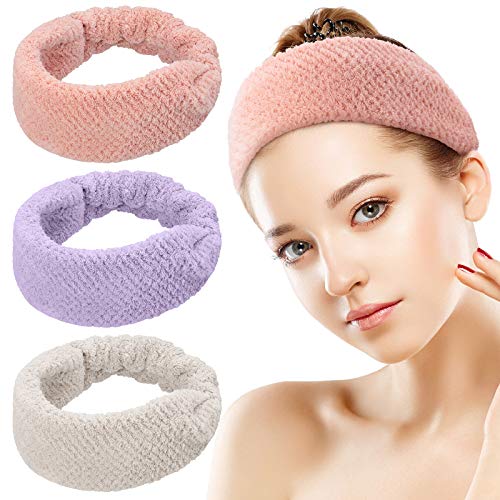 Chuangdi 3 peças Microfiber Head Bands Spa Bandas de cabeça faciais elásticas maquiagem macia bandos de cabelo embrulhando