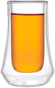 Joyjolt Cosmo Double Wall Shot Glasses - Conjunto de 4 copos de 2 onças adequados para coquetéis expresso ou sobremesas - vidro de tiro ideal para barra de bebidas