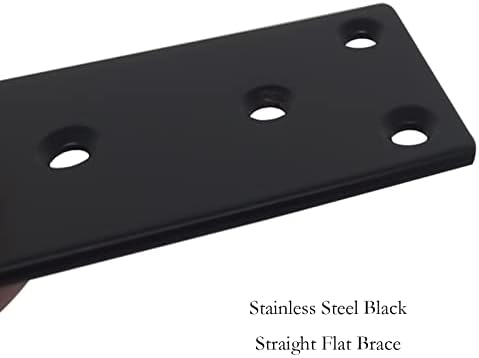 6pcs de 2 mm de espessura 80x40mm aço inoxidável preto suporte liso de suporte liso, placas de fixação reta de placas