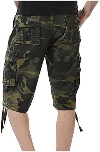 Shorts de camuflagem homens 3/4 ajuste solto abaixo do joelho Capri Cargo curto de vários bolsos versáteis shorts de