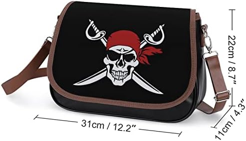 Pirate Swords Skull Leather Crossbody Bag Strap Ladies Tote Purse Travel Mackpack de ombro para homens Mulheres