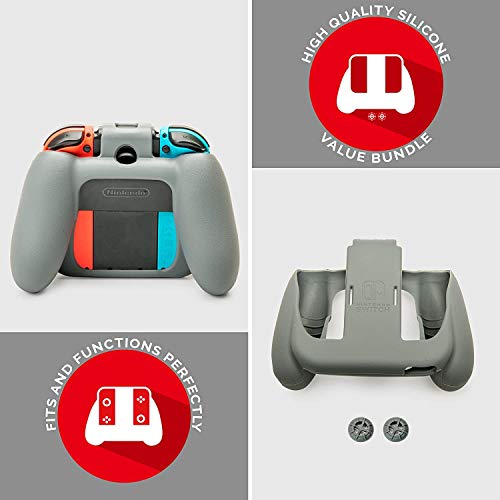 RDS Industries Nintendo Switch Joy -Con Action Grip and Thumb Grips - Red Silicone - Produto Oficial da Nintendo - Nintendo Switch