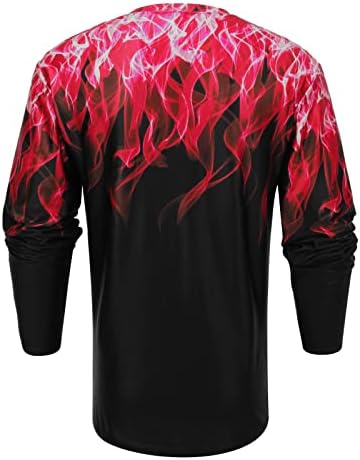 Pullover impresso para homens, Burning Flame Fire Princied moletom de manga comprida T-shirt Top casual