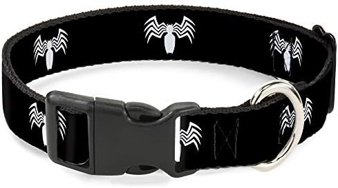 Cat Collar Breakaway Venom Spider Logo preto branco 9 a 15 polegadas 0,5 polegadas de largura
