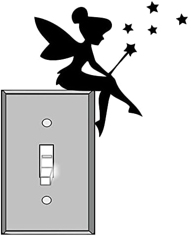 Adequê de decalque de vinil de luz Light Tinkerbell Fairy - Decalques personalizados de peixes ruins - Para interruptor de luz, pontos de venda ou qualquer borda - parede, veículo, computador, decoração de casa, quartos ou berçário - vinil removível premium fosco