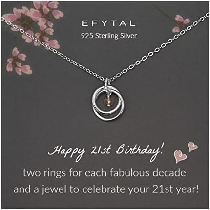 Efytal 21st Aniversário Presentes para ela, colar de prata esterlina, presentes de aniversário de 21 anos para ela, decorações
