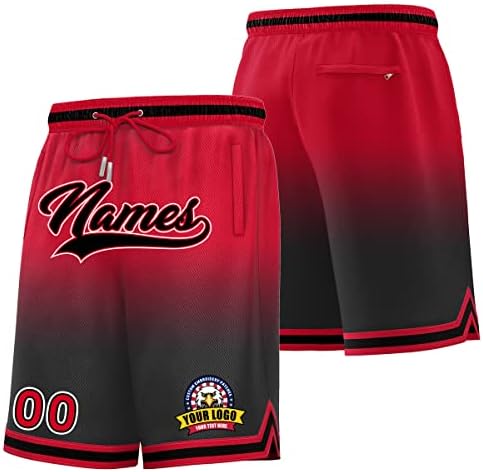 Shorts de basquete de gradiente personalizado esportes de exercícios com shorts personalizados Número personalizado logotipo