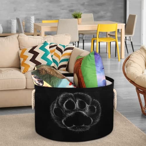 Pata de gato preto cestas redondas grandes para cestas de lavanderia de armazenamento com alças cestas de armazenamento de cobertores para caixas de prateleiras para o banheiro para organizar um cesto de berçário menino menino