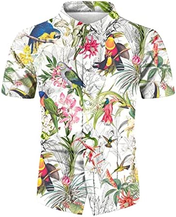 BEUU 2022 NOVAS camisas havaianas masculinas, Button de manga curta de verão para cima Tops Tropical Floral Print