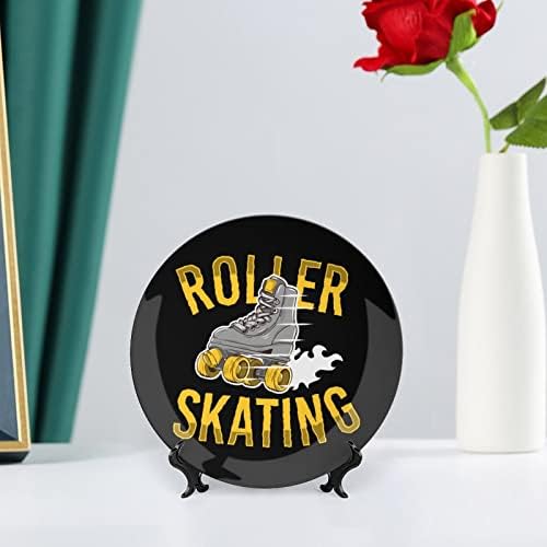 Placas decorativas de placa redonda de placas redondas de patins de patinação rolos artesanato com estação de exibição para