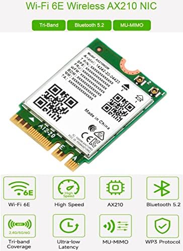 Ax210 sem fio NIC, Gigabit Tri-Band Wi-Fi 6E, 802.11AX padrão, Bluetooth 5.2, AX210 NGW WiFi Card, interface mu-Mimo NGFF, Suporte Linux, Windows 10/8.1/8/8/7