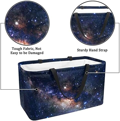 Redes de cesto de compras reutilizáveis ​​Estrelas cósmicas e pó galáctico portátil dobrável piquenique sacolas de