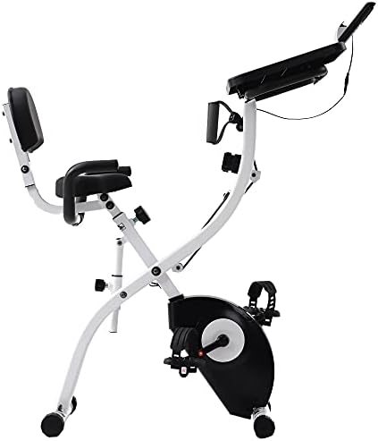 Em casa, equipamento de treino de bicicleta de exercício para academia em casa com confortável suporte de comprimido de almofada de assento 8 níveis resistência magnética ajustável para treino em casa acionamento de cinto silencioso acionamento