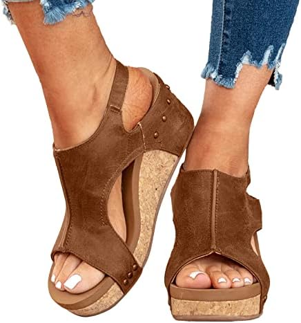 Sandálias Gursac para mulheres cunha, feminino Plataforma casual de verão Peep Toe Sandal