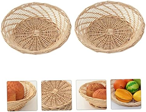 Doitool 1 conjunto 2pcs cesto de frutas cesta de vime cestas redondas cestas redondas cesto de cesta de vime de vime tigela