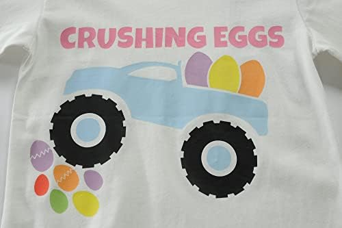 T-shirt de Páscoa para crianças meninos meninas ovos caçam roupas de coelho