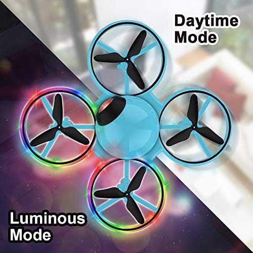 Dwi Dowellin 6,3 polegadas 10 minutos de vôo de vôo Mini Drone para crianças com luz piscando uma chave Retire os giro RC Nano Quadcopter Toys Drones para iniciantes meninos e meninas, azul