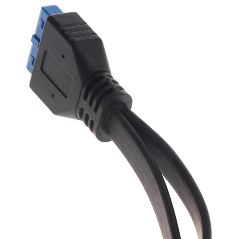 TOPTEKITS 2 PORT USB 3.0 Uma montagem do painel de parafuso fêmea para a placa -mãe de 20 pinos cabo de cabo plano, 1,6 pés/0,5m