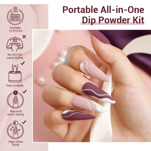 AzureBeauty Dip Power Powel fundo kit de partida branca mauve champanhe glitter, todas as estações 4 cores Conjunto