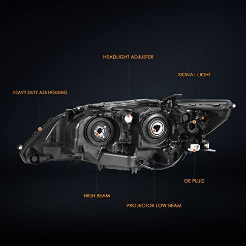 PM Performator LED LED Montagem do farol Compatível com 13-15 Lexus ES300H ES350, lente defumada