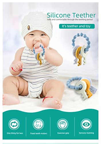 Os brinquedos de dentição de silicone são adequados para bebês com mais de 3 meses, design -chave, silicone alimentar,