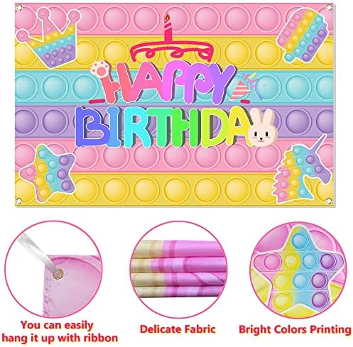 Kakan Pop Birthday Decoration for Girls, Pop Birthday Supplies Supplies Pop Game Theme Decoration Conjunto incluiu Banner de Feliz Aniversário, Toppers de Cake, Balões de Tabela, Tabelas e Latex