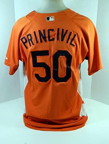 2007-08 Baltimore Orioles Princivil 50 Game usou Orange Jersey BP ST 026 - Jerseys de jogo MLB usado