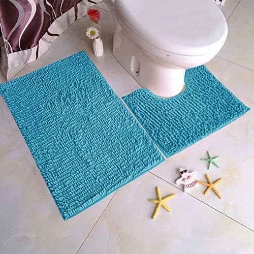Moonase Chenille Rugs de banheiro conjunto 2 pedaços de tapetes de banho não deslizantes absorventes, lavagem da máquina e seca para