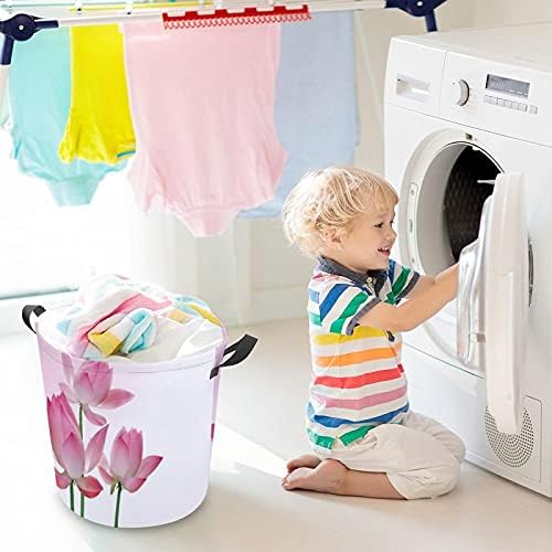 Cesto de lavanderia de foduoduo cesto de lótus de lótus cesto de roupa com alças cesto de roupa suja de roupas dobráveis